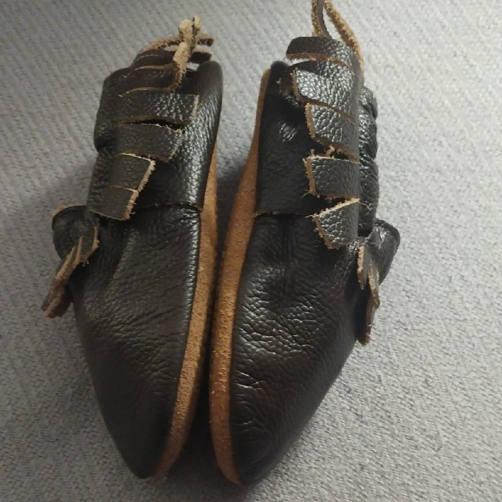 Lucky Love Chocolate Brown Leather Unisex Kids Moccasins